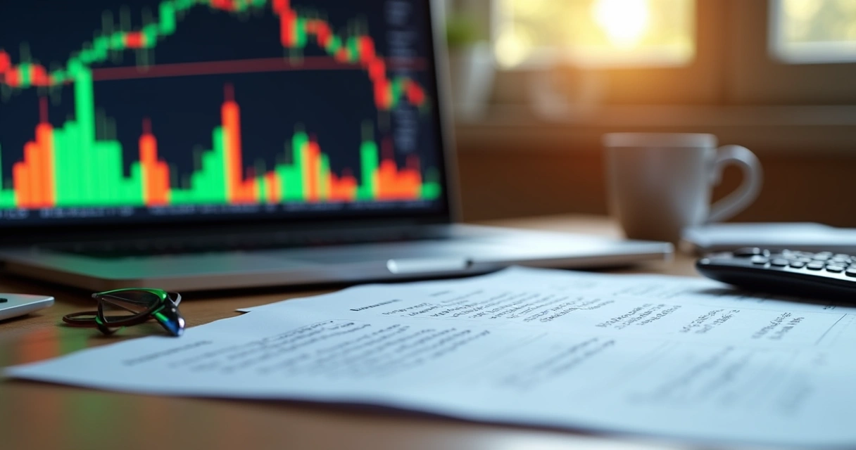 Documento de contratos futuros com gráficos de preços e commodities agrícolas ao fundo